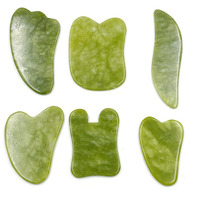 Zielony naturalny Jade Guasha złomowanie płyta Gua Sha masażer twarzy Meridian złomowanie płyta kawałek narzędzia do masażu ramię masaż narzędzie 1